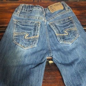 Silver, size 6 (boys), adjustable denim jeans